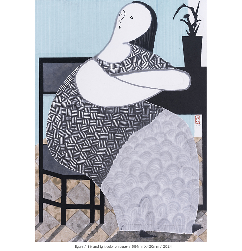 Jang Byeong Eun · Eastbrush · 张炳彥 · figure · ink_and_light_color_on_paper · 594mm_x_420mm · 2024